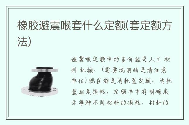 橡胶避震喉套什么定额(套定额方法)